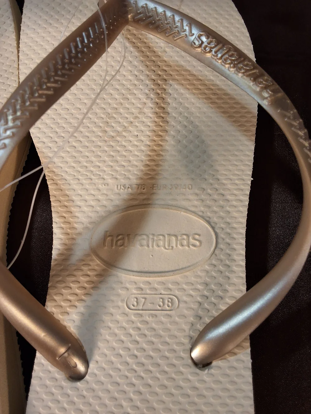 Havaianas Top Flip Flops White Metallic Silver NWT Size US 7/8